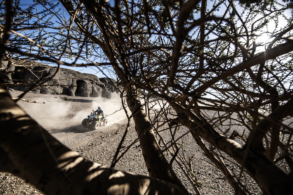 The second stage of the Dakar Rally wound its way from Al-Wajh to Neom on Monday. (Supplied: Dakar Rally)