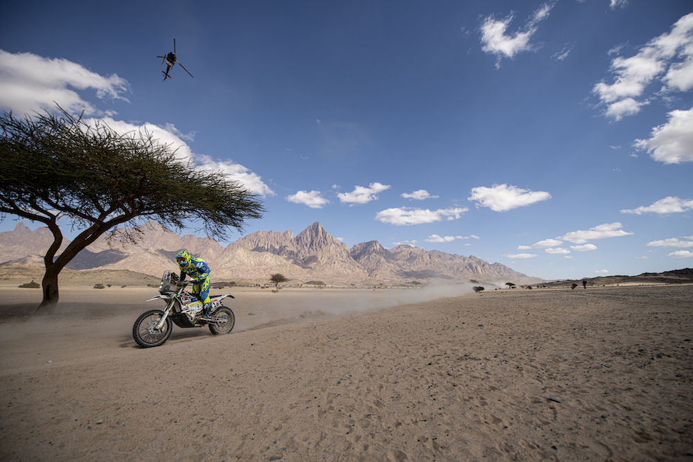 The second stage of the Dakar Rally wound its way from Al-Wajh to Neom on Monday. (Supplied: Dakar Rally)