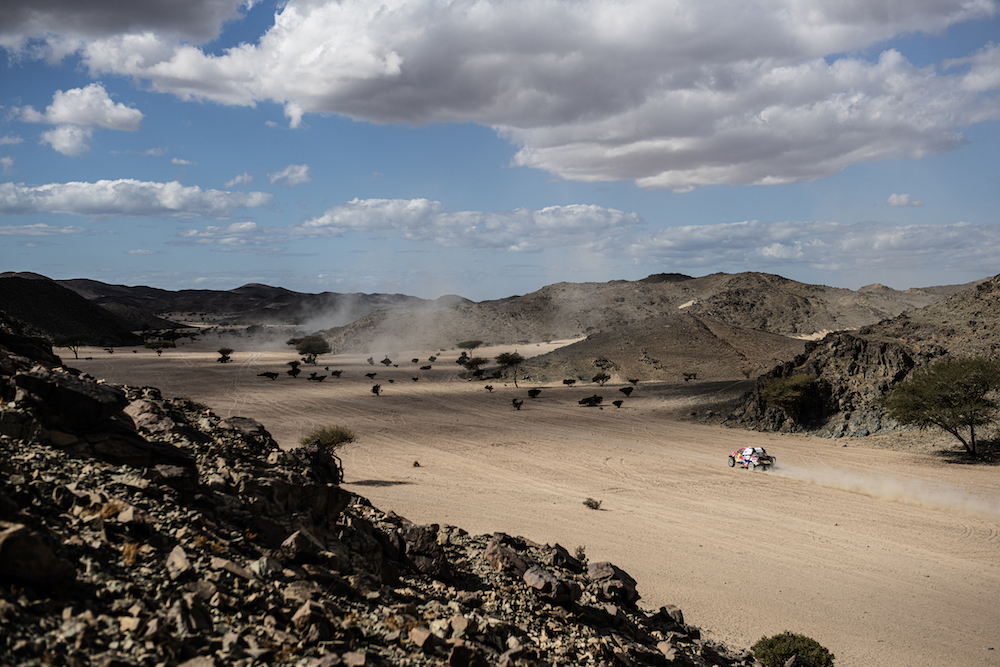 The second stage of the Dakar Rally wound its way from Al-Wajh to Neom on Monday. (Supplied: Dakar Rally)