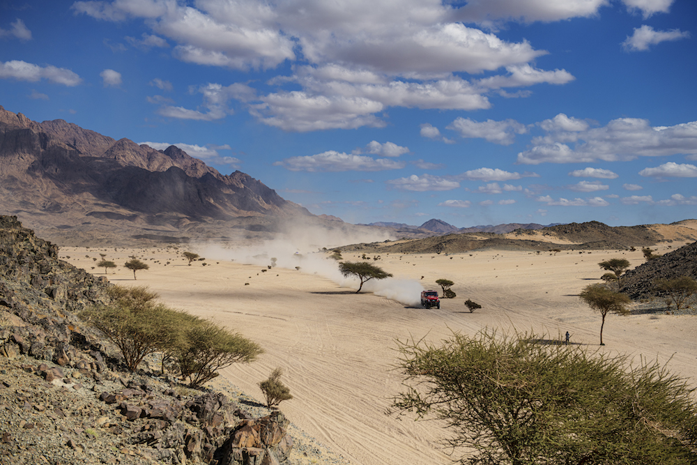 The second stage of the Dakar Rally wound its way from Al-Wajh to Neom on Monday. (Supplied: Dakar Rally)