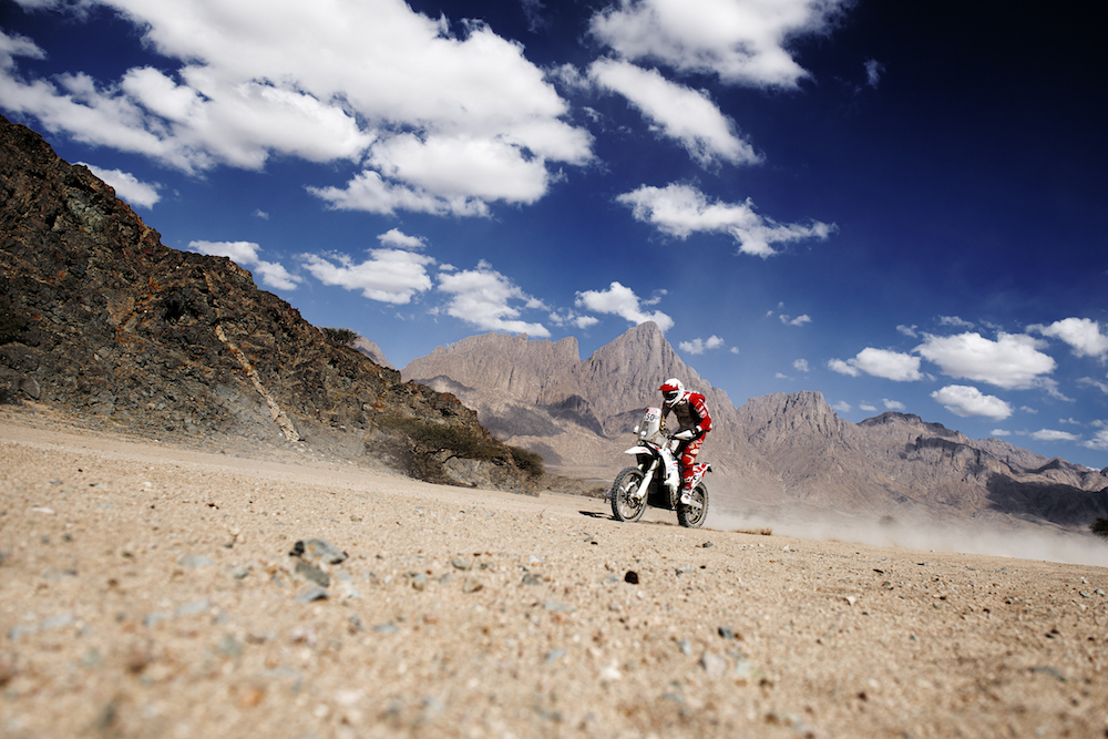 The second stage of the Dakar Rally wound its way from Al-Wajh to Neom on Monday. (Supplied: Dakar Rally)