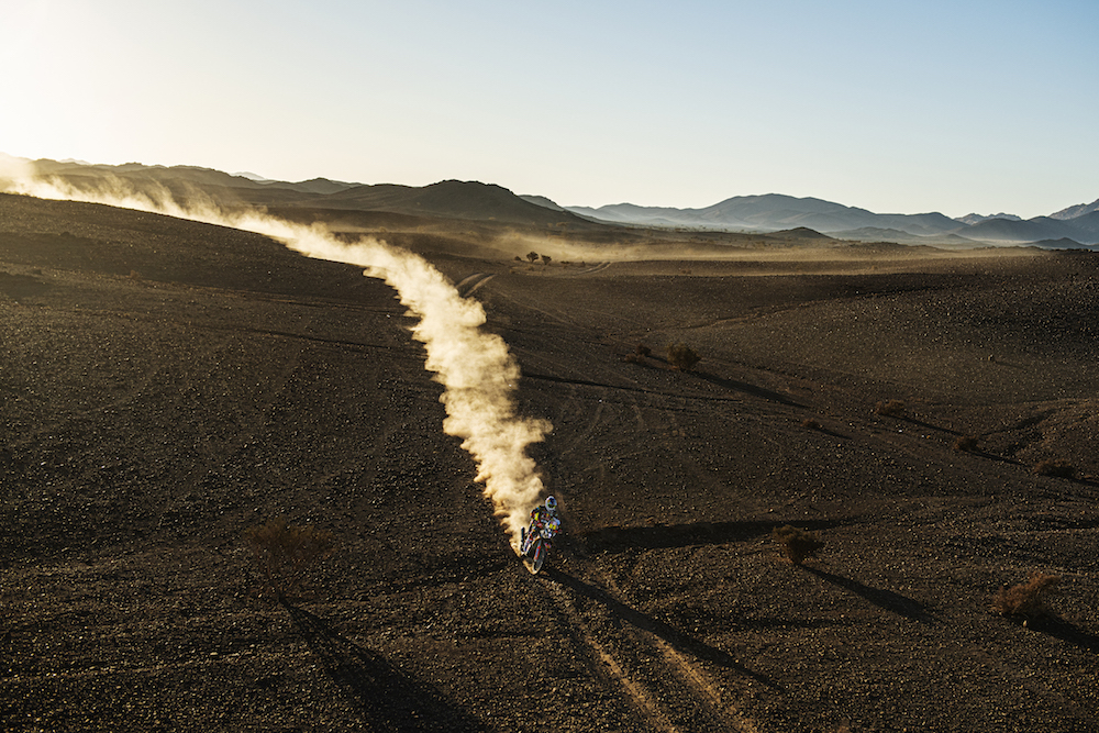 The second stage of the Dakar Rally wound its way from Al-Wajh to Neom on Monday. (Supplied: Dakar Rally)