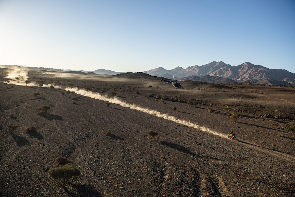 The second stage of the Dakar Rally wound its way from Al-Wajh to Neom on Monday. (Supplied: Dakar Rally)
