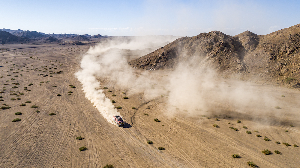 The second stage of the Dakar Rally wound its way from Al-Wajh to Neom on Monday. (Supplied: Dakar Rally)