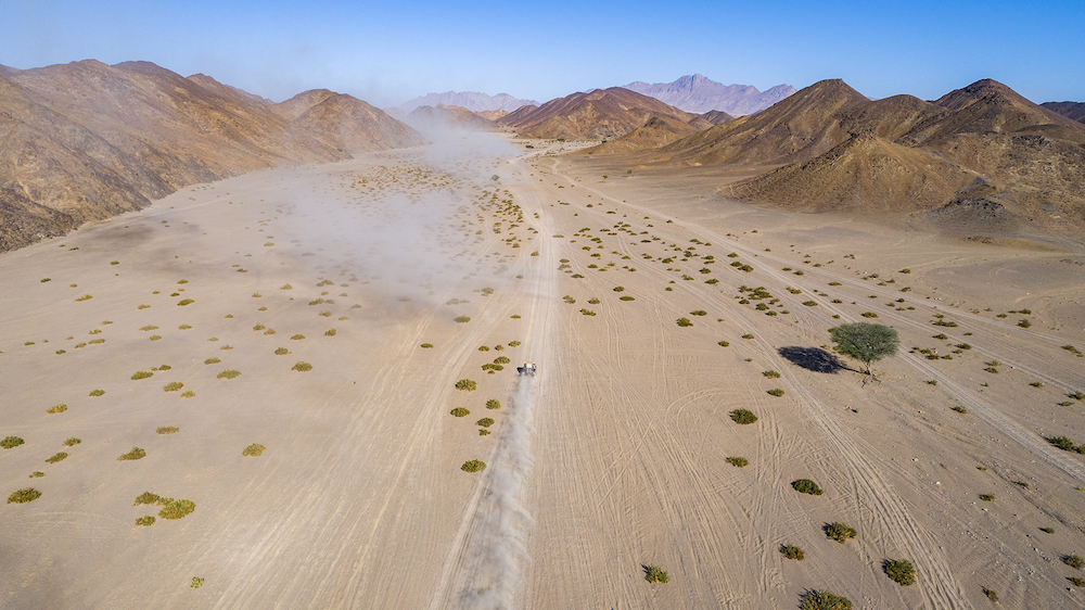 The second stage of the Dakar Rally wound its way from Al-Wajh to Neom on Monday. (Supplied: Dakar Rally)