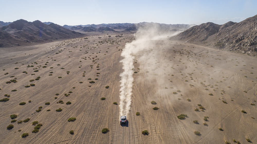 The second stage of the Dakar Rally wound its way from Al-Wajh to Neom on Monday. (Supplied: Dakar Rally)