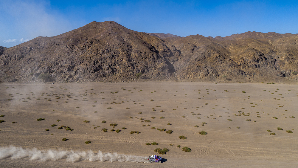 The second stage of the Dakar Rally wound its way from Al-Wajh to Neom on Monday. (Supplied: Dakar Rally)