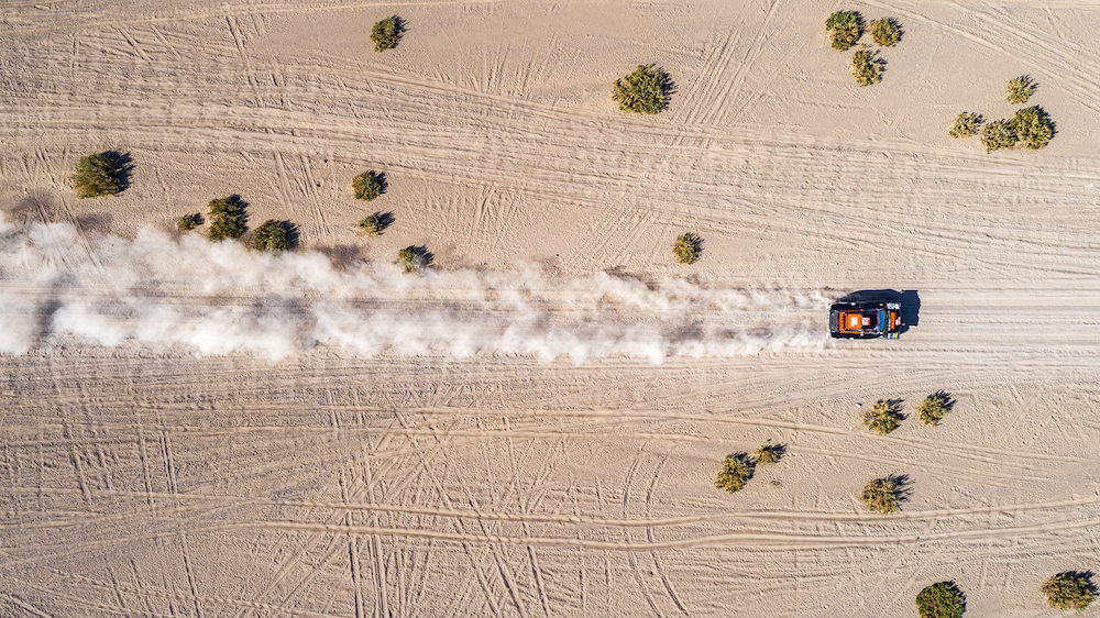 The second stage of the Dakar Rally wound its way from Al-Wajh to Neom on Monday. (Supplied: Dakar Rally)