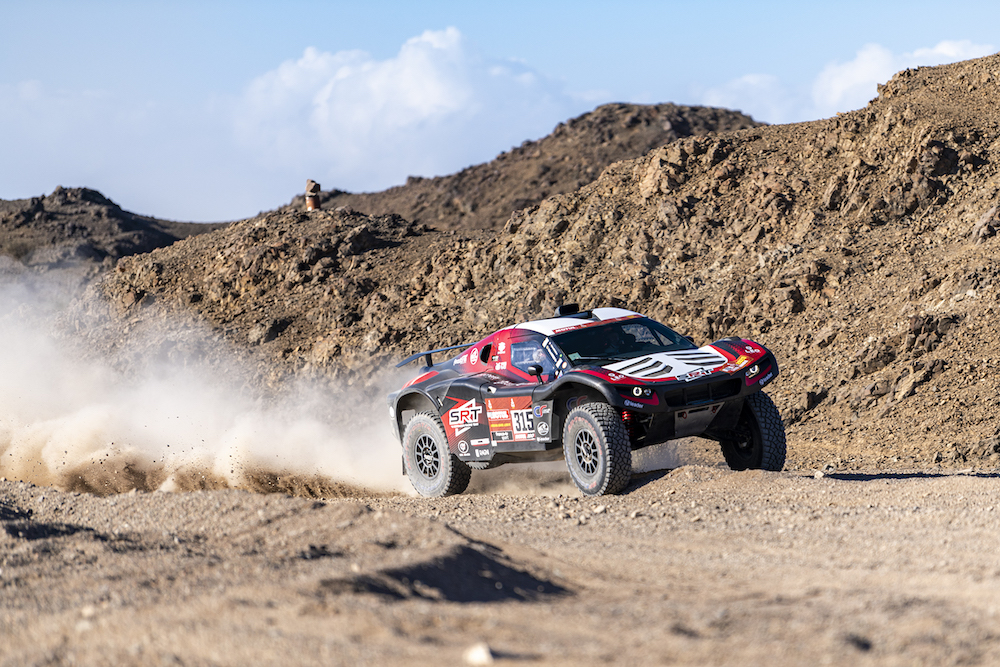 The second stage of the Dakar Rally wound its way from Al-Wajh to Neom on Monday. (Supplied: Dakar Rally)