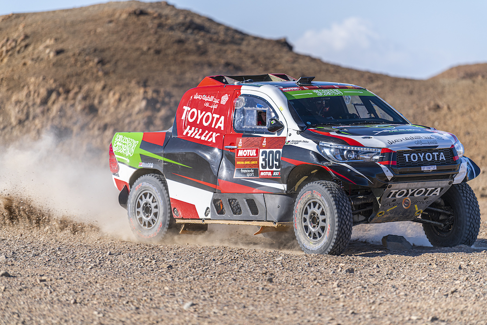 The second stage of the Dakar Rally wound its way from Al-Wajh to Neom on Monday. (Supplied: Dakar Rally)