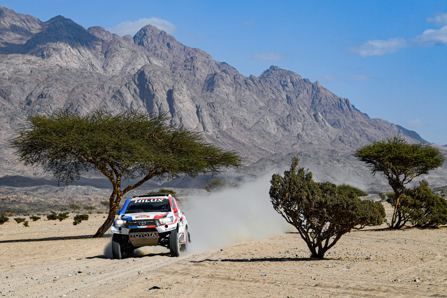Chabot Ronan (fra), Pillot Gilles (fra), Toyota Hilux, Overdrive Toyota, Auto, Car, action during Stage 2 of the Dakar 2020 between Al Wajh and Neom, 401 km - SS 367km, in Saudi Arabia, on January 6, 2020. (Supplied: Dakar Rally)