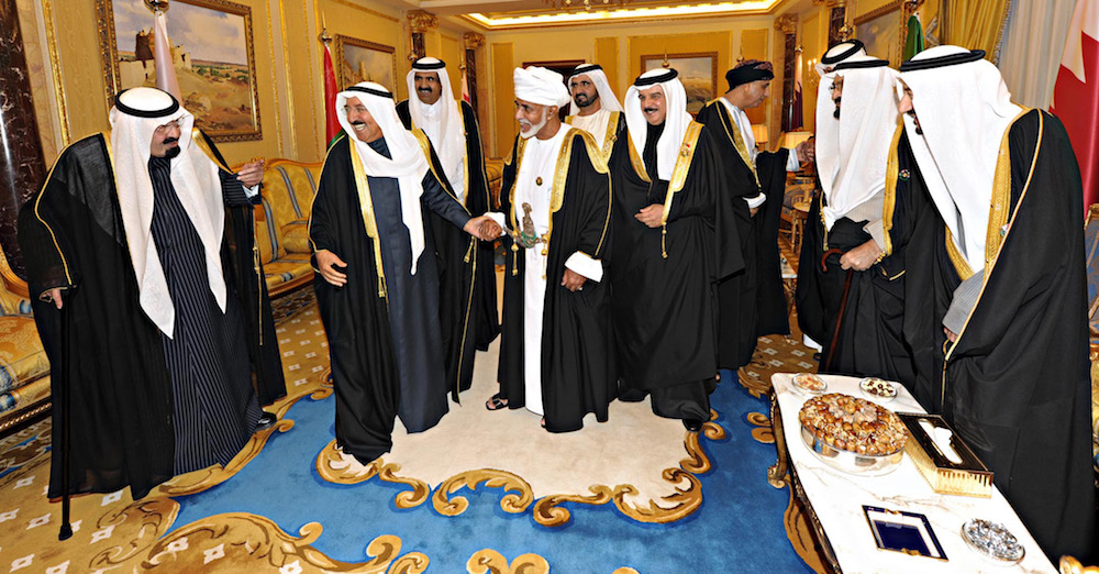 Sultan Qaboos with GCC leaders during their annual summit in Riyadh in 2011. (AFP/File)