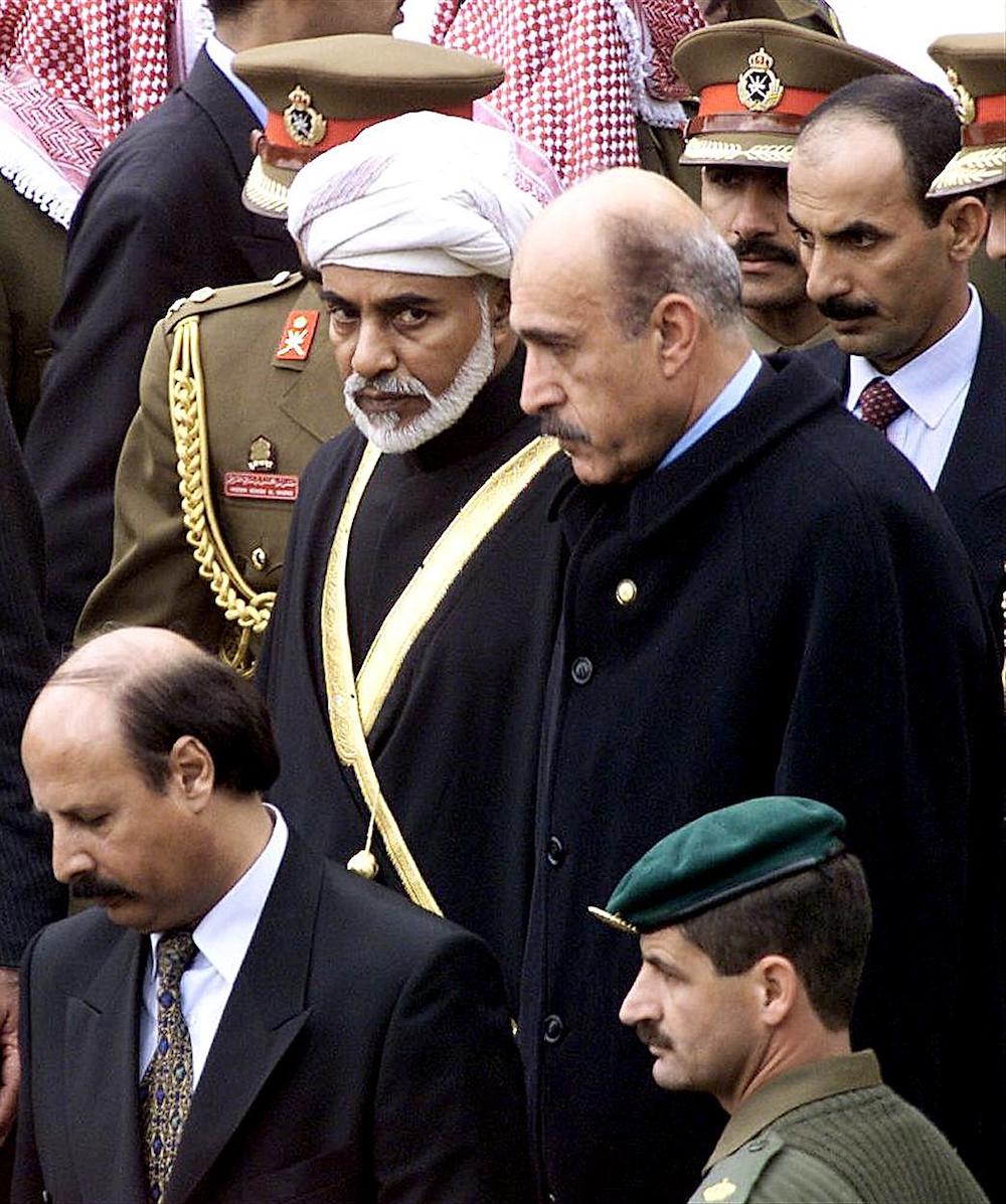 Sultan Qaboos attends the funeral of King Hussein of Jordan in Amman in 1999. (AFP/File)