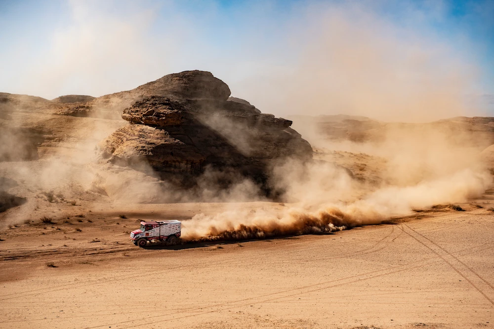 The fifth stage of the Dakar Rally wound its way from AlUla to Ha'il on Thursday. (Supplied: Dakar Rally)