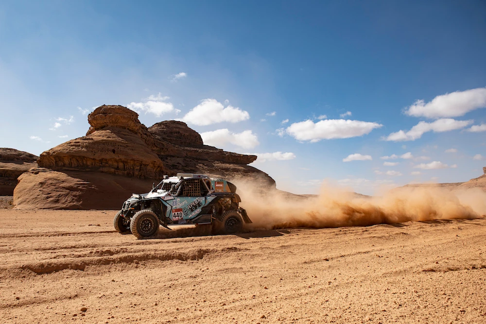 The fifth stage of the Dakar Rally wound its way from AlUla to Ha'il on Thursday. (Supplied: Dakar Rally)