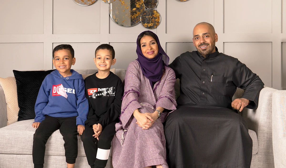 Najla Al-Raddadi with her husband Sultan Al-Shmassy and their sons Rakan and Ibrahim. (AN photo by Ziyad Alarfaj)