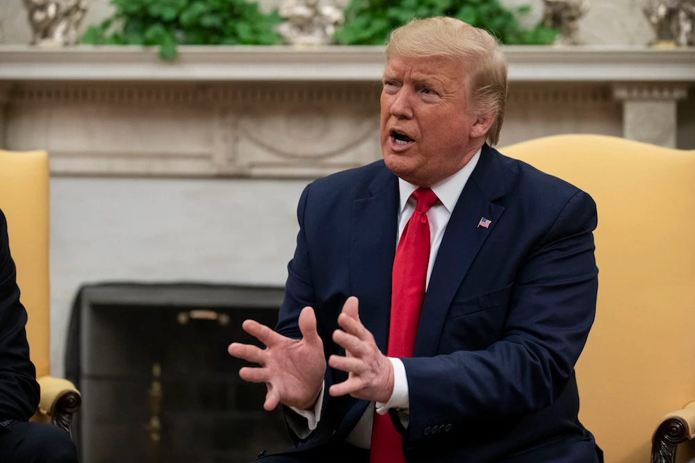 Donald Trump speaks during a meeting with Greek Prime Minister Kyriakos Mitsotakis in the Oval Office of the White House, Tuesday. (AP)