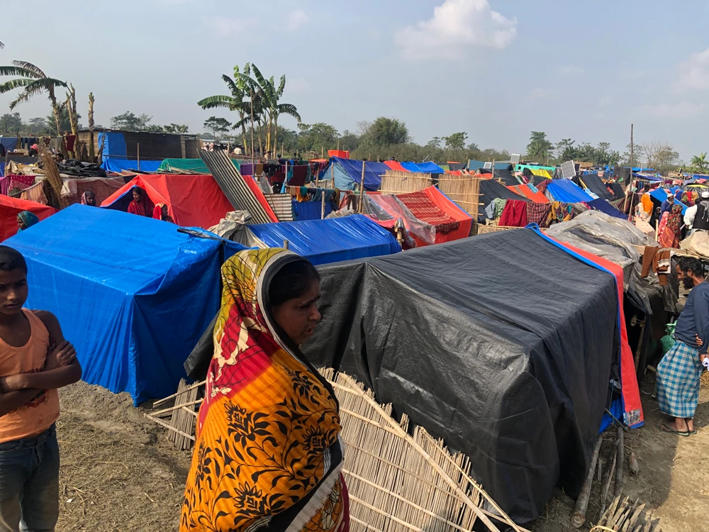 Mukua Shapori camp in Sonitpur district, Assam, is one of three camps internally displaced persons have moved to following a recent series of evictions. The local administration denies its existence. (AN Photo)