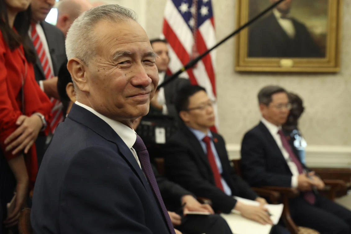 Above, Chinese Vice Premier Liu He during a meeting with President Donald Trump in Washington in October last year. (AP)