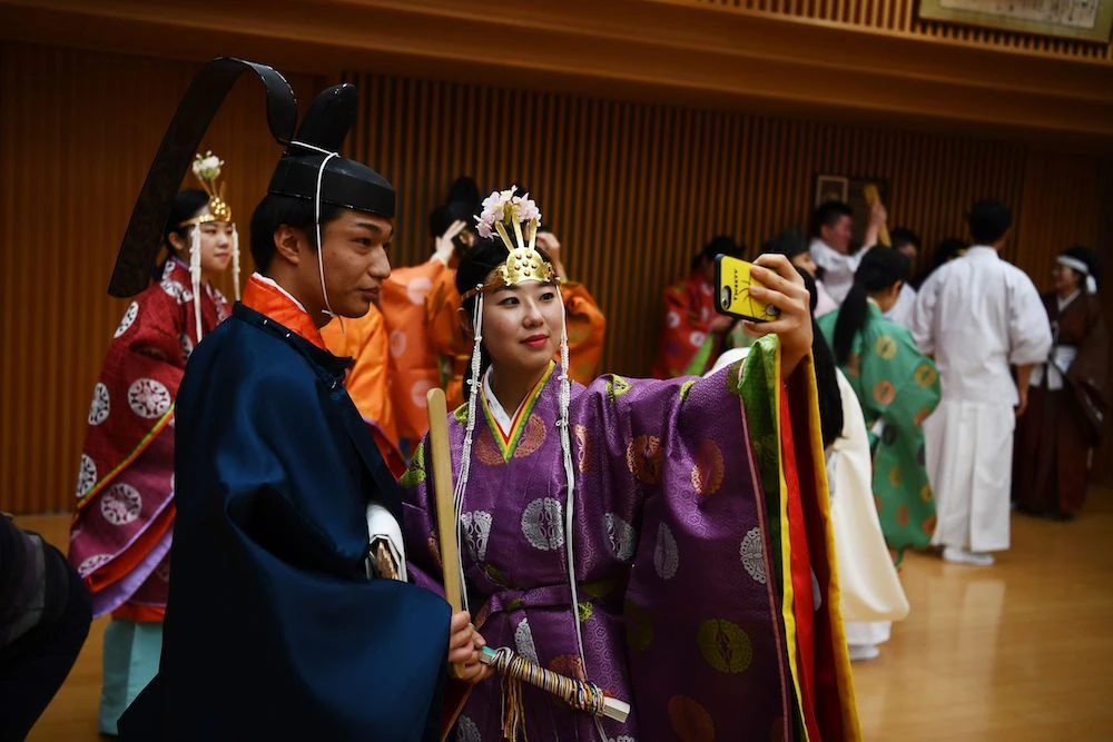 Students clad in kimono at a coming-of-age ceremony in the Kokugakuin university in Tokyo on Saturday. Arab perceptions of Japan are influenced by its traditions, the survey found. (AFP)