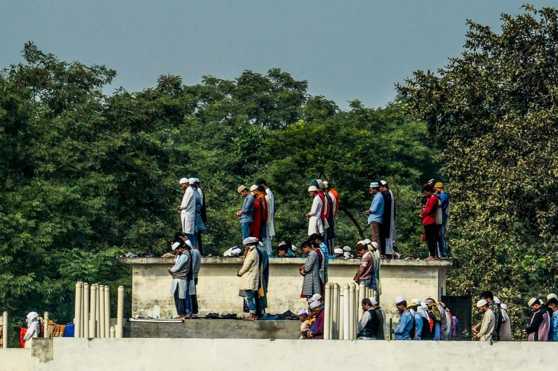 Muslim devotees pray as they attend the World Muslim Congregation, also known as “Biswa Ijtema,” during noon prayers at Tongi, on the outskirts of Dhaka. (AP)