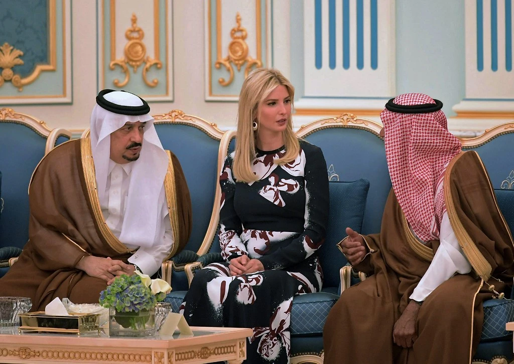 Prince Faisal bin Bandar (L) listens on as Ivanka Trump talks at the Royal Court in Riyadh on May 20, 2017. (File/AFP)