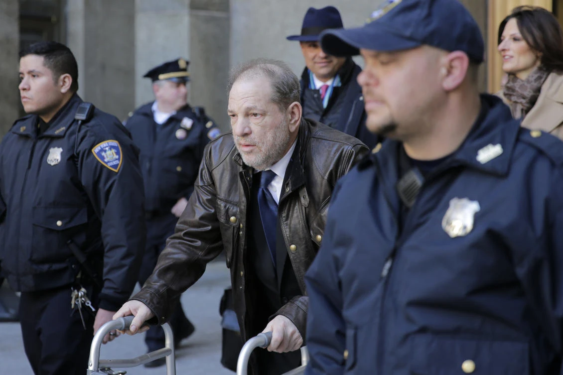Harvey Weinstein leaves a Manhattan courthouse following jury selection for his trial on rape and sexual assault charges, Friday, Jan. 17, 2020, in New York. (AP)