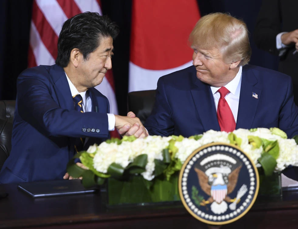 The US-Japan treaty was first signed in 1951 and revised in 1960 under Japanese Prime Minister Shinzo Abe’s grandfather. (File/AFP)