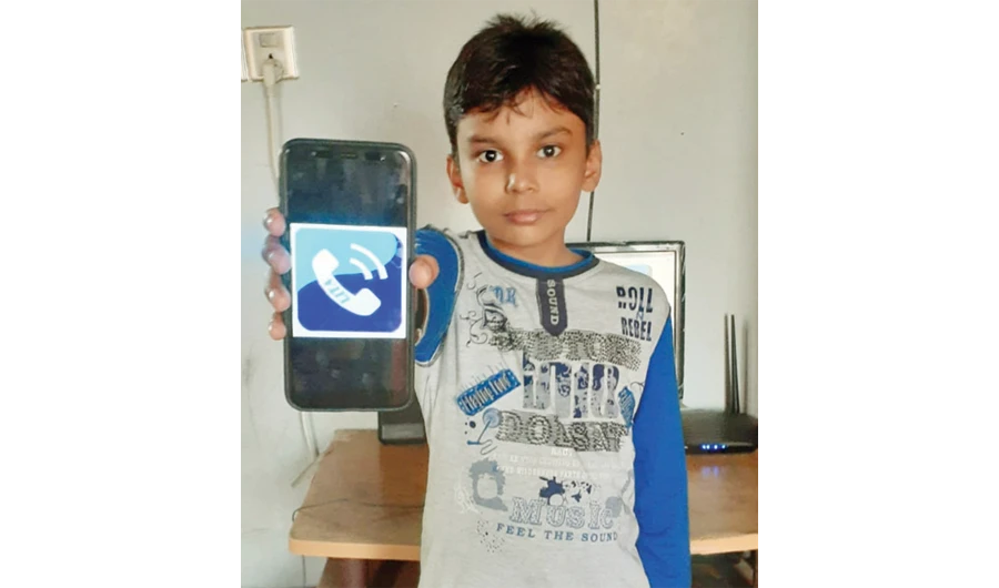 Bangladeshi boy Ayman Al-Anam with his new communication app ‘Lita Free Video Calls and Chat.’ (Photo courtesy: Tauhedush Salam Nishad)