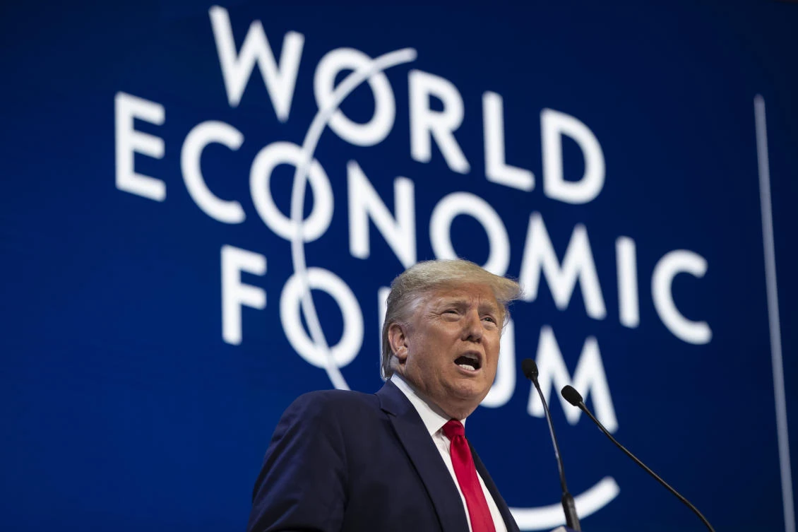 President Donald Trump delivers the opening remarks at the World Economic Forum, Tuesday, Jan. 21, 2020, in Davos, Switzerland. (AP)