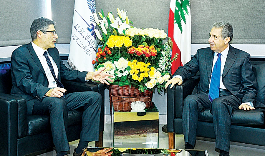 Lebanon’s new Finance Minister Ghazi Wazni met with IMF Alternative Executive Director Sami Geadah in Beirut on Saturday. (AFP)