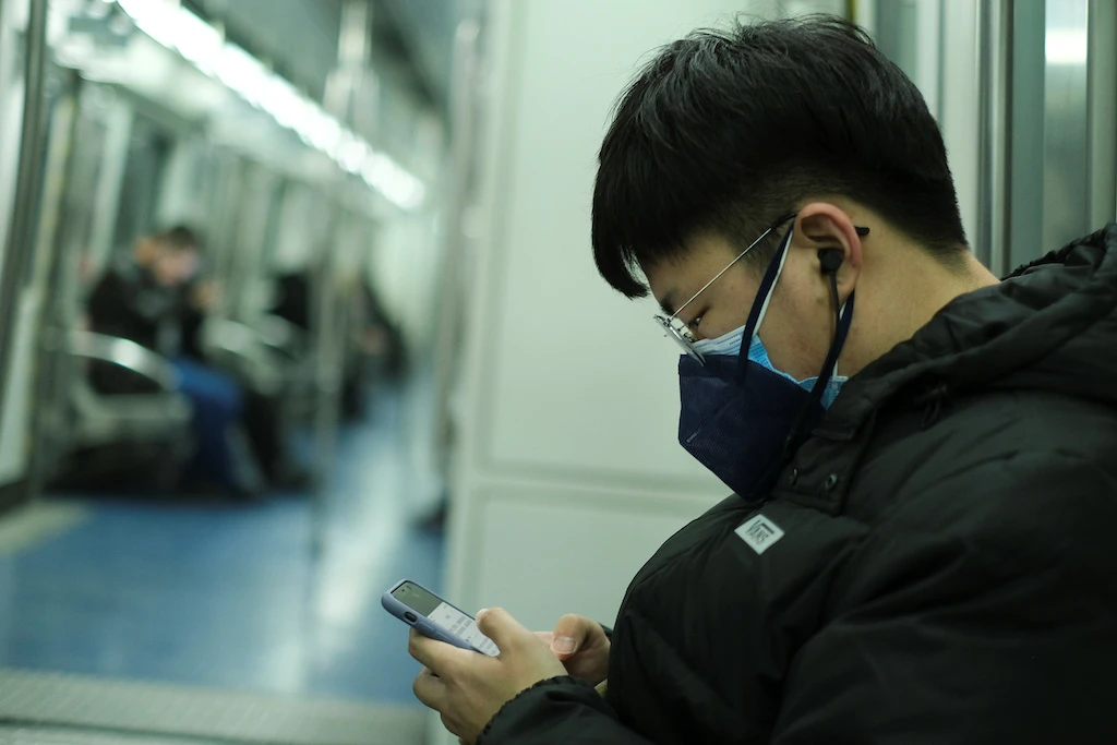 A man wearing two face masks travels in the subway, as the country is hit by an outbreak of the new coronavirus, in Beijing, China January 26, 2020. (Reuters)