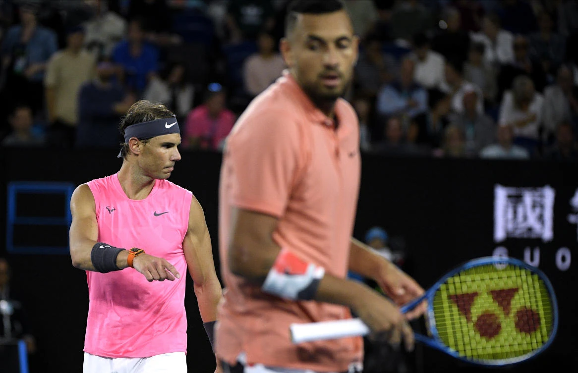 The animosity between between Spain’s Rafael Nadal, left, and Australia’s Nick Kyrgios is well documented. (AP)