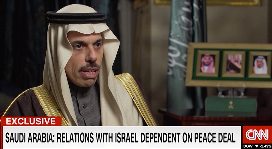 Saudi Arabia's Foreign Minister Prince Faisal bin Farhan al-Faisal talking in an interview with CNN in Riyadh, Saudi Arabia January 27, 2020. ( Courtesy : screen grab from CNN )