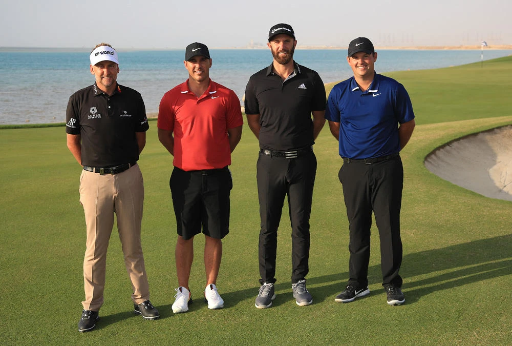 Poulter and the Americans: Ian Poulter, Brooks Koepka, Dustin Johnson and Patrick Reed. (Supplied)