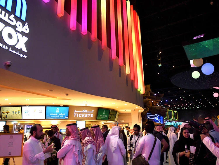 Saudi cinema-goers at a VOX movie theater in Riyadh Park Mall. (AFP)