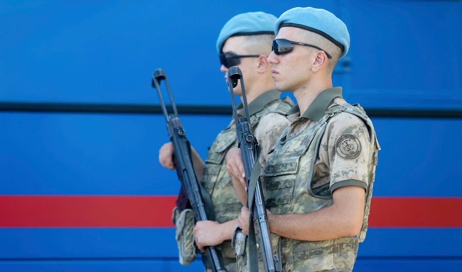 Members of Turkish forces guard in Aliaga, Izmir province, western Turkey. (AP file photo)