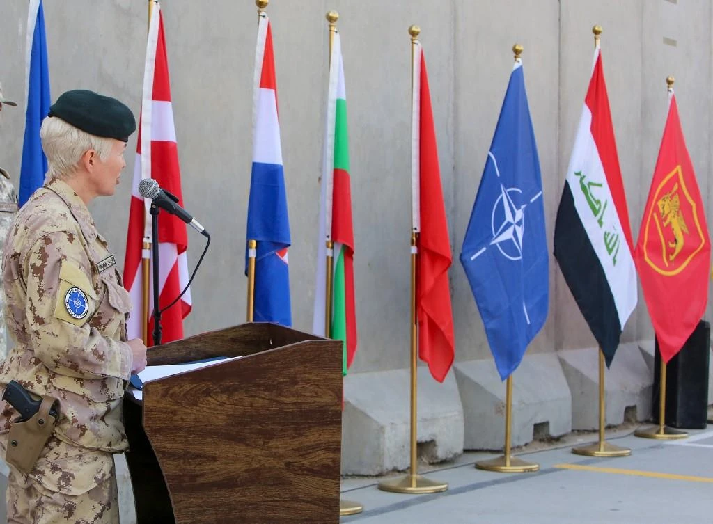 The Canadian-led NATO mission was set up in 2018 and has around 500 forces training Iraqi troops, although its operations have also been on hold since the US strike. (File/AFP)