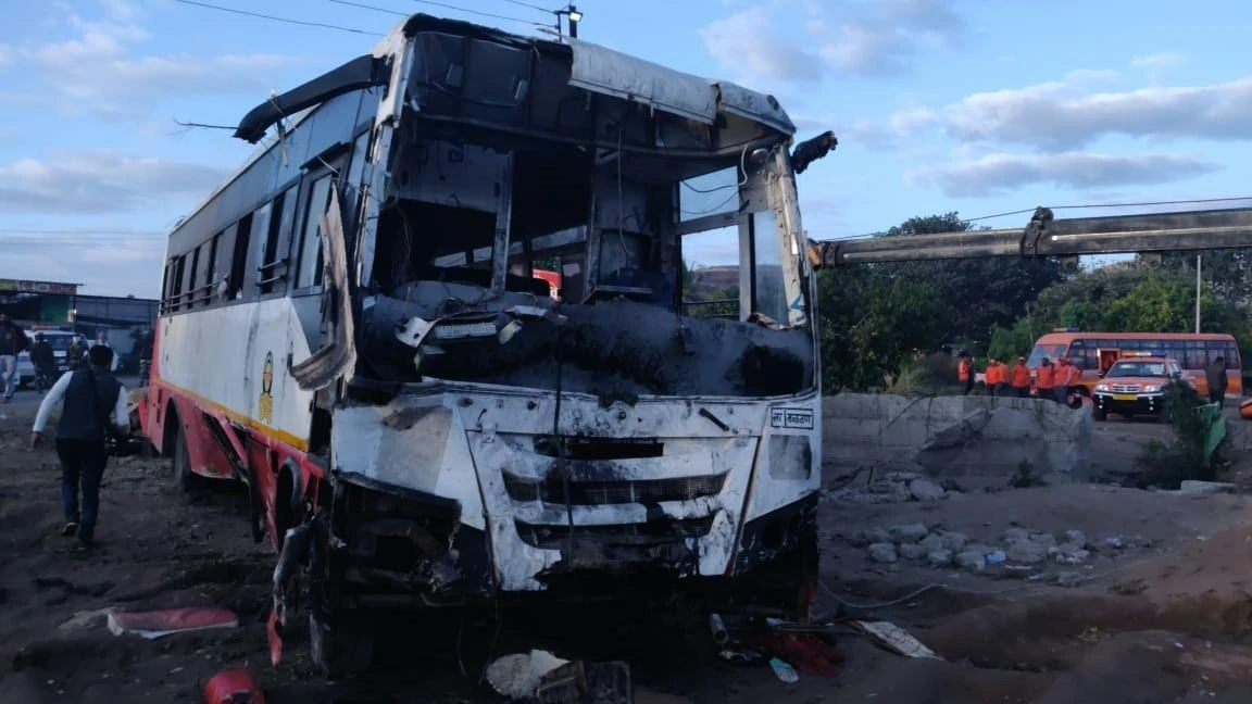 Twenty six people were killed after the bus they were traveling in crashed with a autorickshaw and fell into a well in western India, officials said on January 29. (AFP)