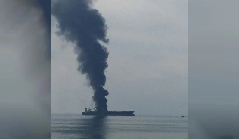 The state-run WAM news agency later described the tanker as unloaded and said its crew had been rescued. (WAM)