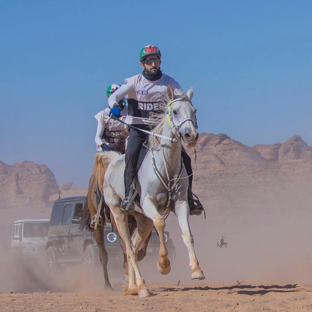 Dubai’s Crown Prince Sheikh Hamdan bin Mohammed claimed his second consecutive title during the running of the Custodian of the Two Holy Mosques Endurance Cup in AlUla on Saturday. (Photos: Winter at Tantora Twitter)