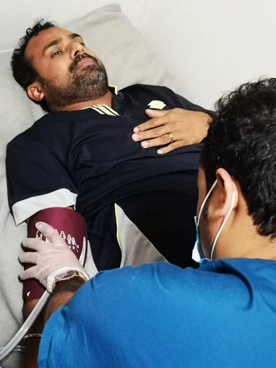 A frigate from Jazan region’s Border Guards rescued on Saturday a 40-year-old Indian sailor who lost consciousness onboard a ship in the Red Sea west of Jazan port. (Saudi Border Guards)