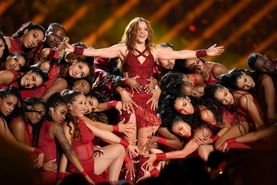 Latina-Arab singer Shakira’s Lebanese side was on full display during her Super Bowl halftime performance in Miami on Sunday. (AFP)