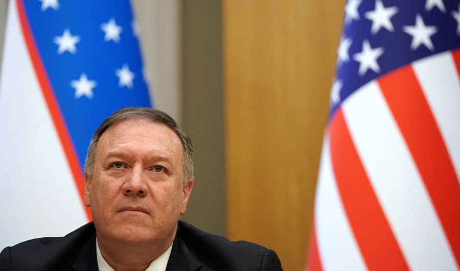 US Secretary of State Mike Pompeo attends a joint press conference with Uzbekistan's Foreign Minister in Tashkent on February 3, 2020. (AFP)