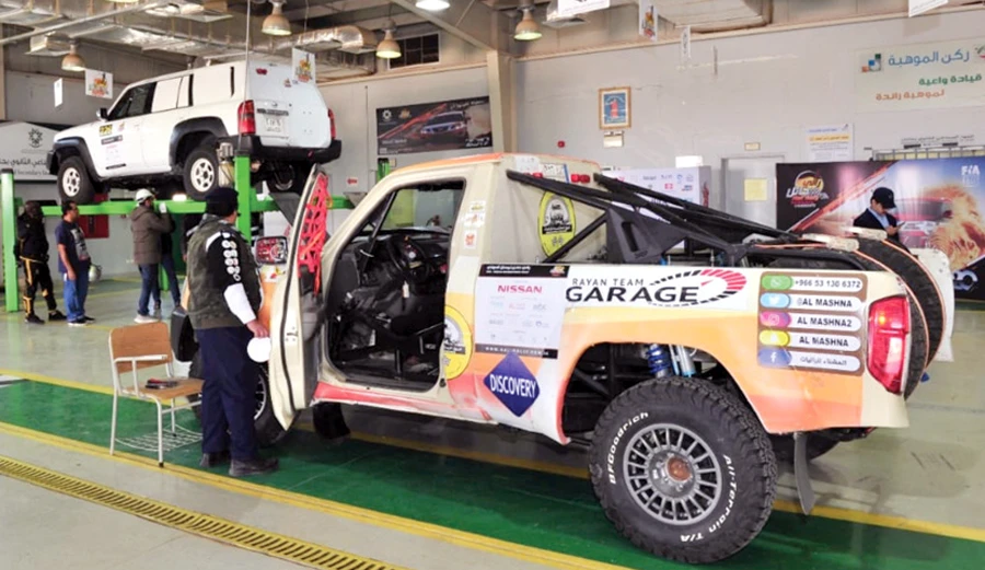 Cars undergo technical scrutineering on Monday ahead of the 15th Hail Nissan Rally kickoff in Hail. (Photo/Supplied)
