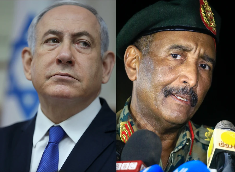 Israeli officials said Israel’s Prime Minister Benjamin Netanyahu and Chairman of Sudan’s Transitional Military Council Abdel Fattah Al-Burhan held talks for the first time in Uganda. (File/AFP)