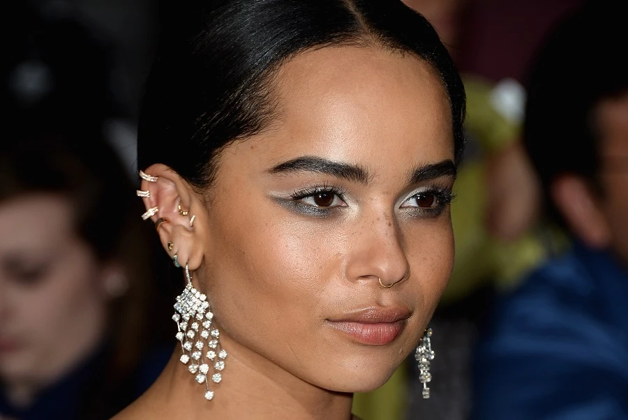 US actress Zoe Kravitz sporting Maria Tash jewelry. (AFP)