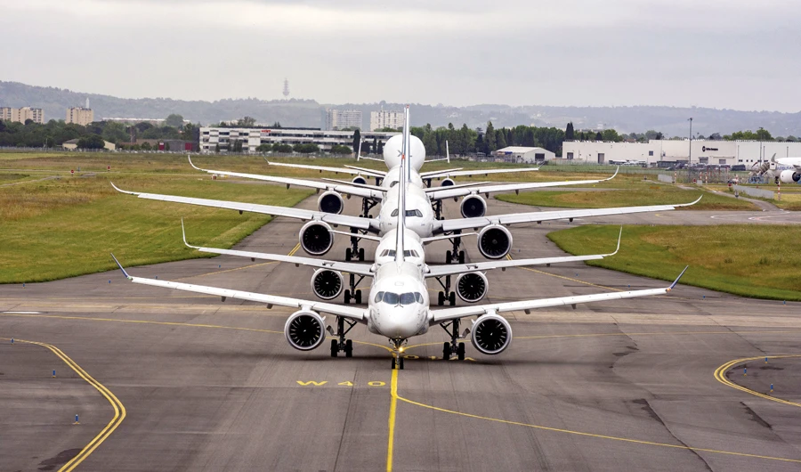 Airbus, which celebrated its 50th anniversary last year in Toulouse, said it was hoping to reduce the A220’s production costs further. (AFP)