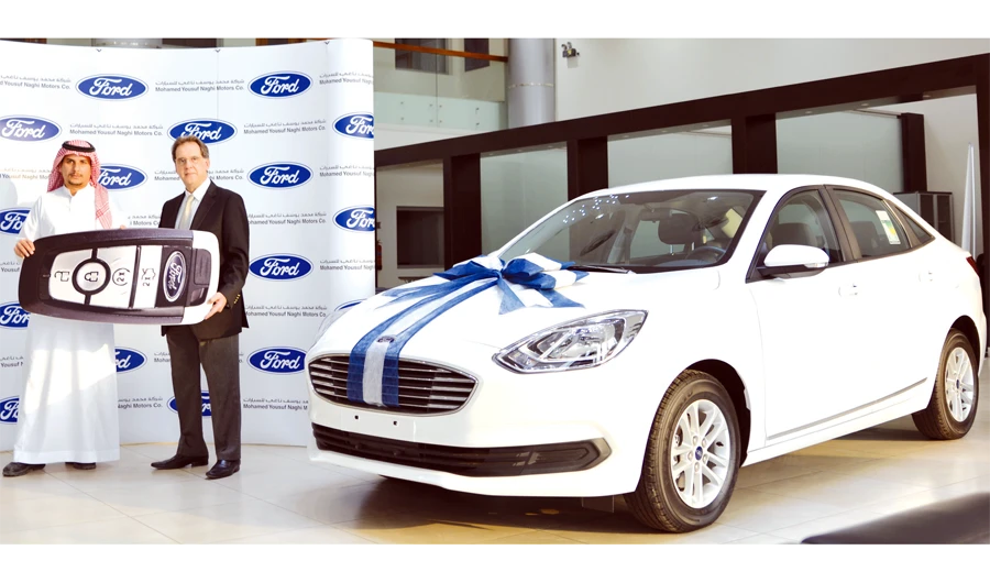 Mohamed Al-Shehri went home with a new Ford Escort 2020 after he participated in a promotional campaign launched by MNYM-Ford at the 41st Saudi International Motor Show (SIMS) 2019.
