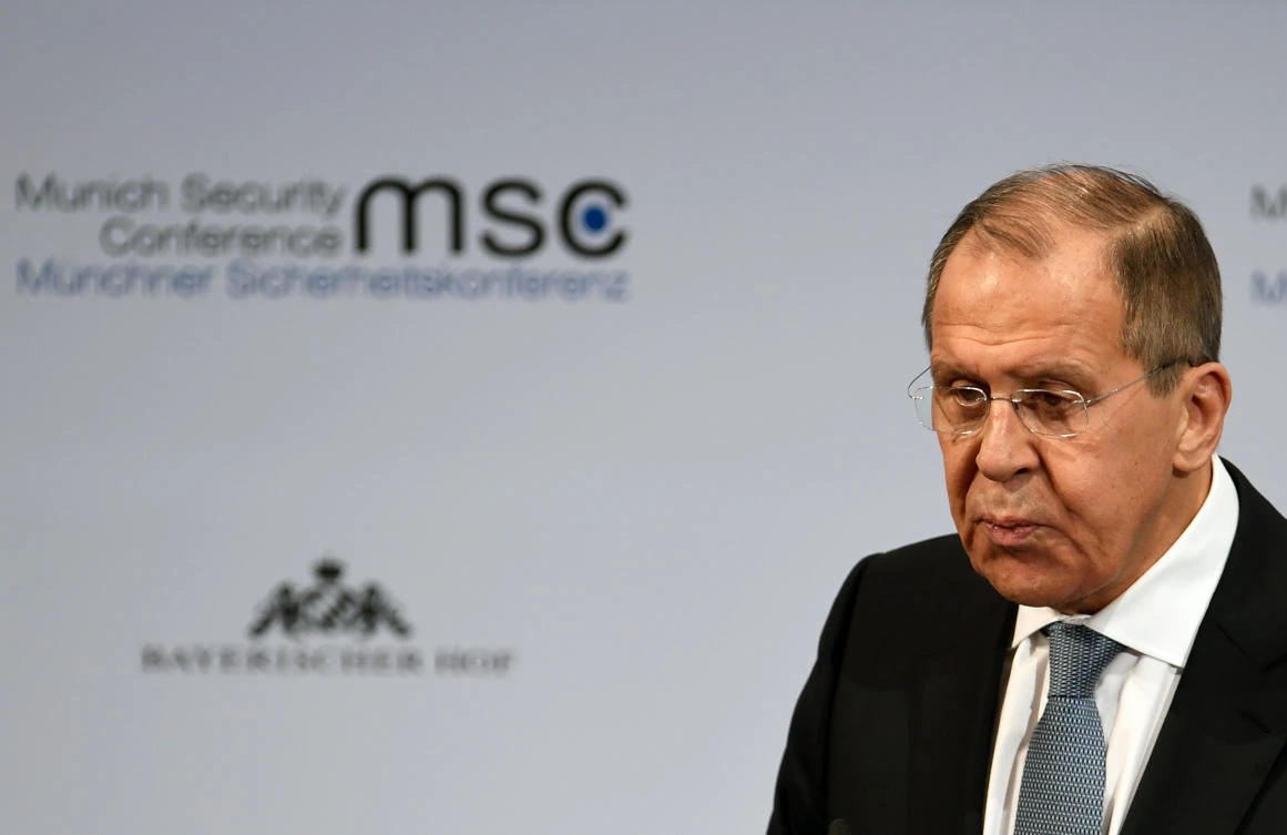 Russian Foreign Minister Sergey Lavrov speaks at the annual Munich Security Conference in Germany February 15, 2020. (Reuters)